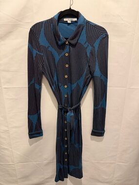 Boden knee length long sleeve geometric dress.size 8.capsule,lagenlook,artsy.